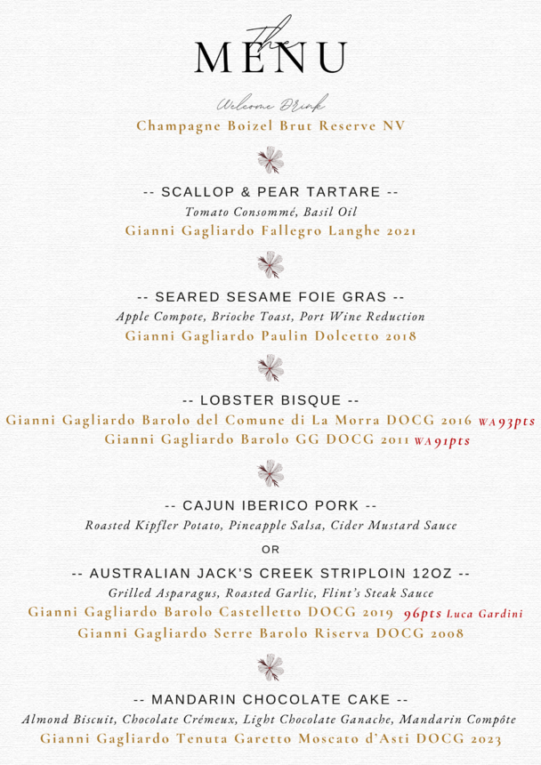 2 July 2024 | Gianni Gagliardo Wine Dinner @ JW Marriott