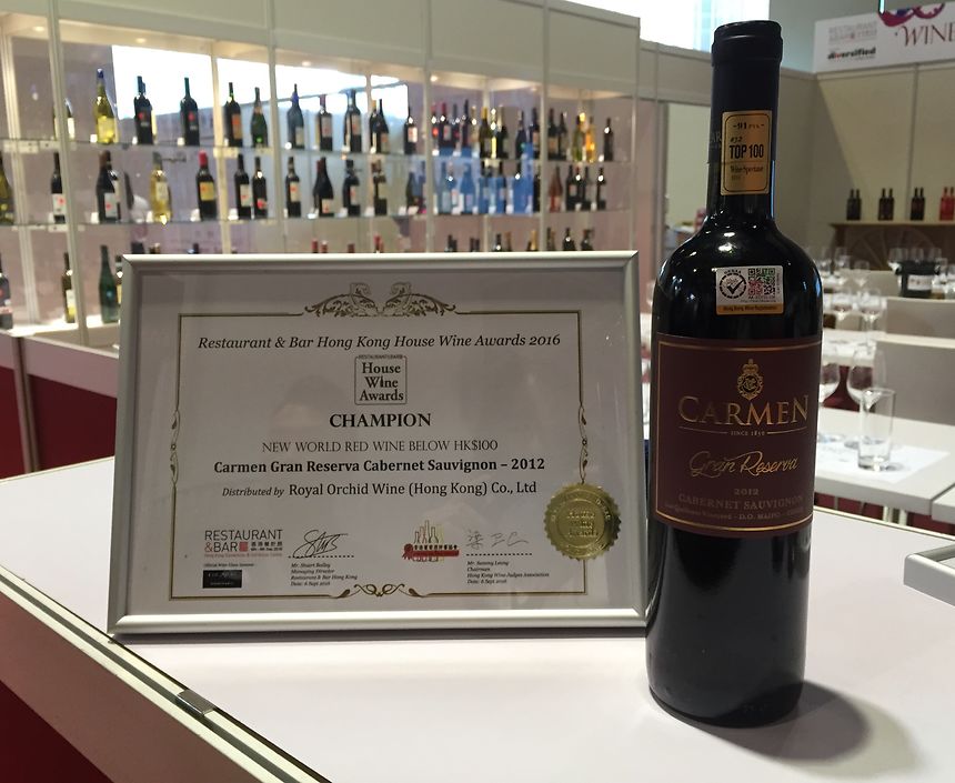 Carmen Gran Reserva Cabernet Sauvignon '12 got Champion at RBHK House Wine Awards (Sep 2016)